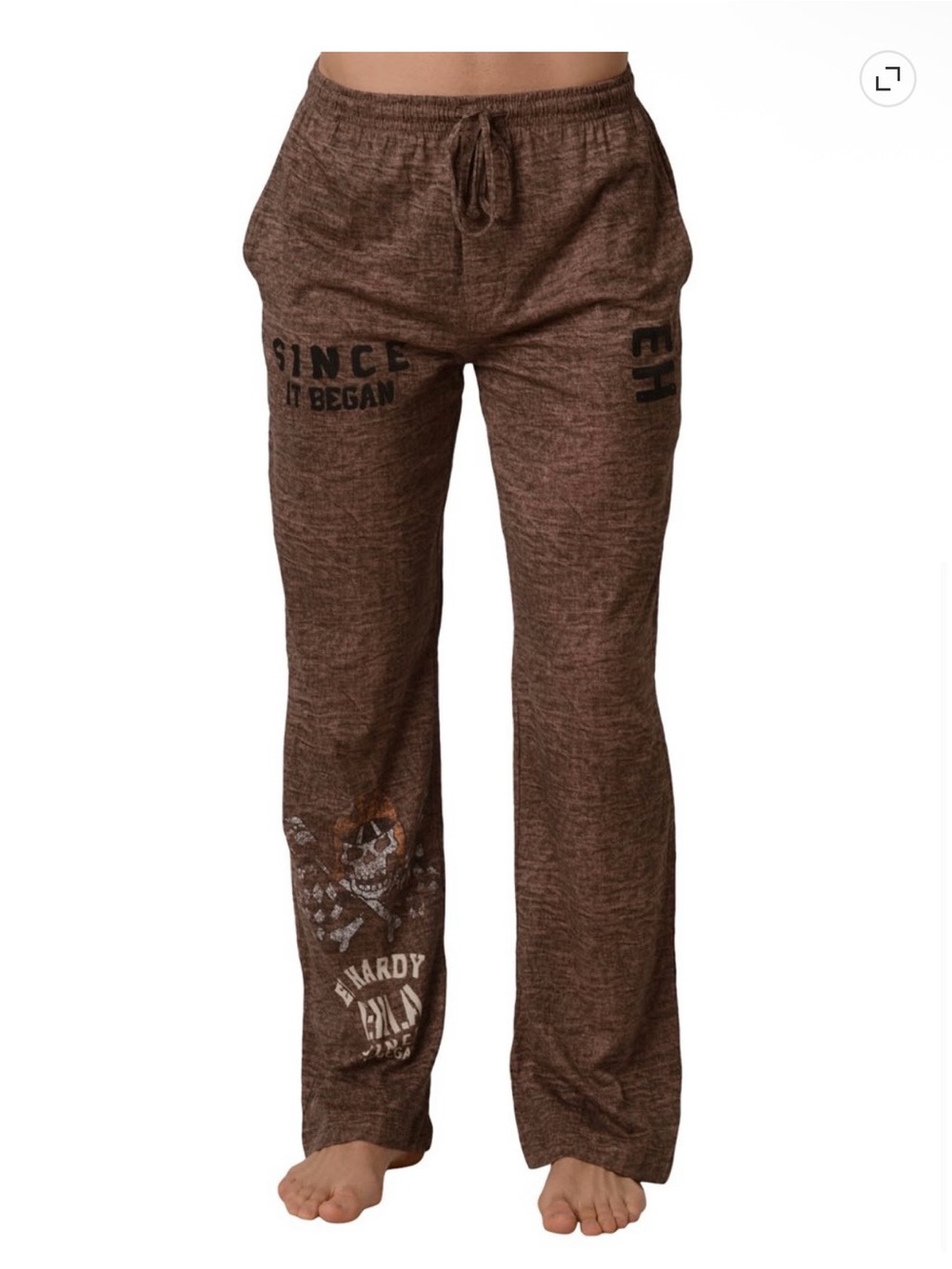 Ed Hardy Men’s Racer Skull Cotton Lounge Sleep Pants Medium Brown NWOT